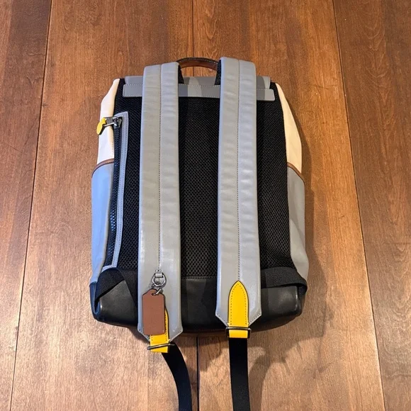 Coach Track Backpack Colorblock Leather QB/Chalk Light Gravel RARE (EUC) (C4019) - Picture 9 of 16